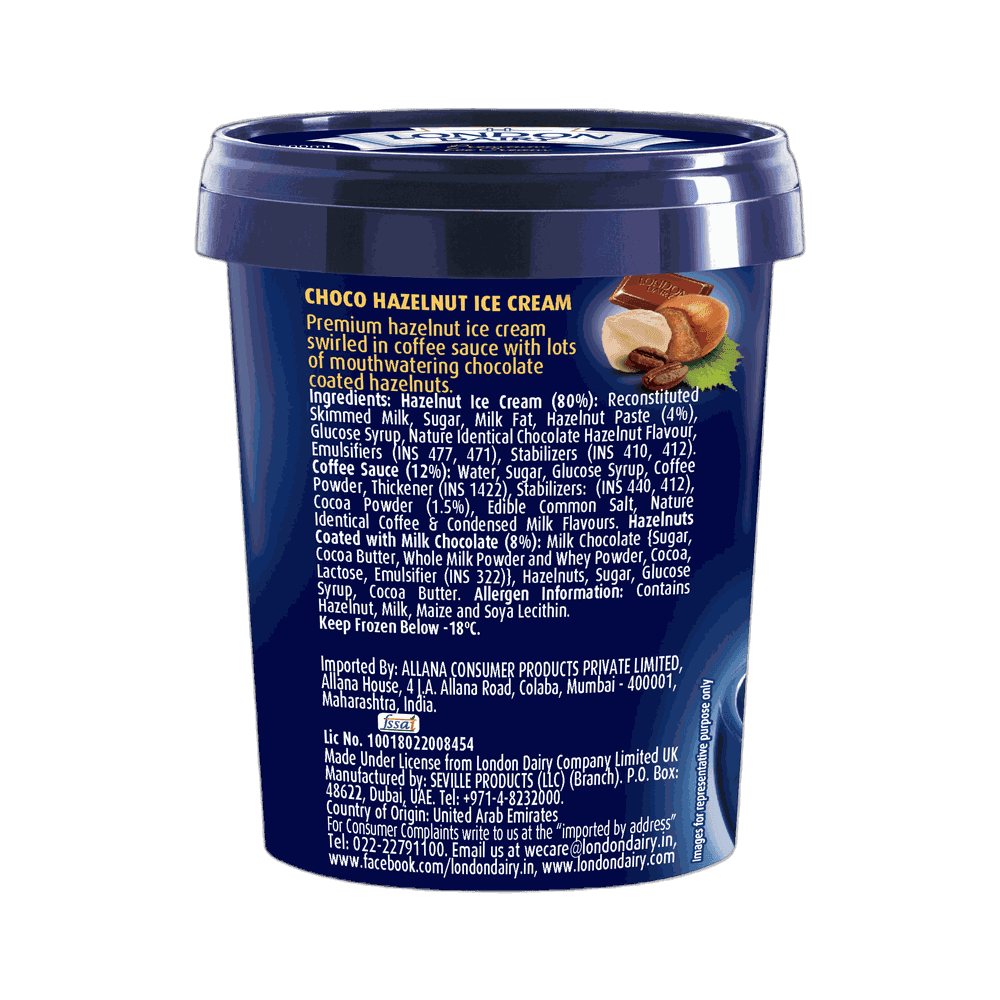 London Dairy Chocho Hazelnut Premium Ice Cream Tub 2
