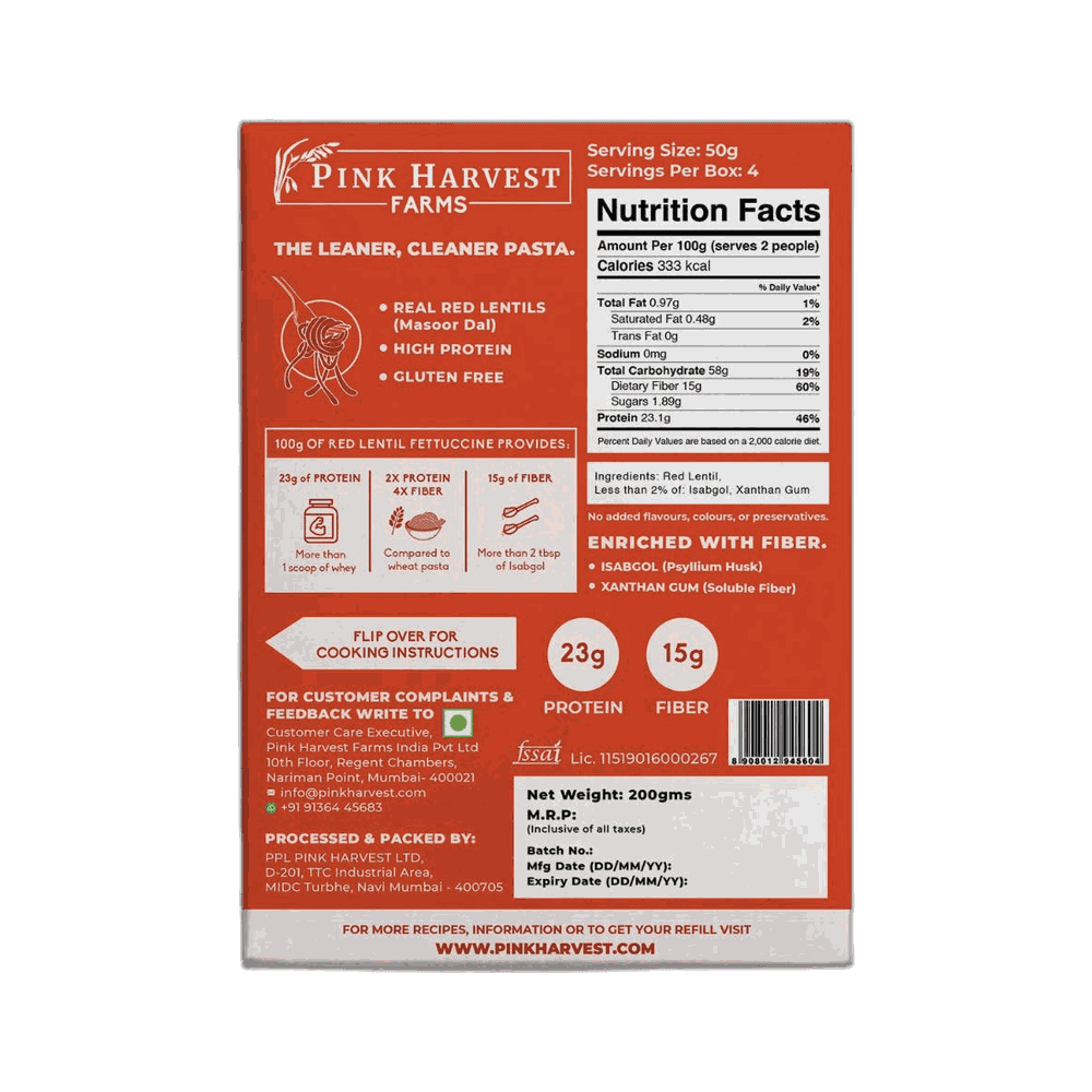 Pink Harvest Red lentil Fettuccine Pasta 4