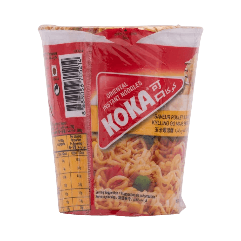 Koka Instant Cup Noodles Chicken & Corn No Msg 1