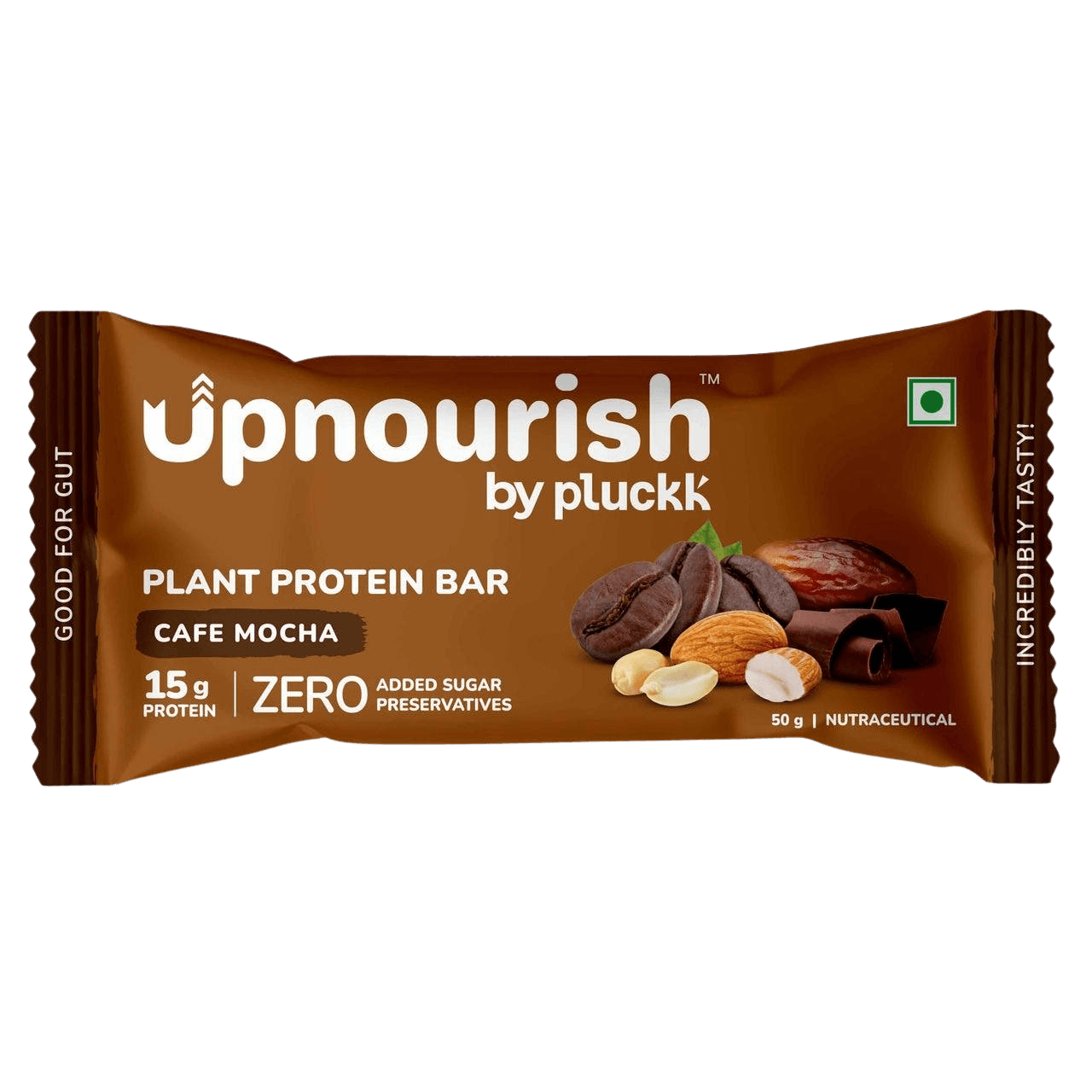 Pluckk Upnourish Cafe Mocha Flavour 15g Plant Protein Bar 1